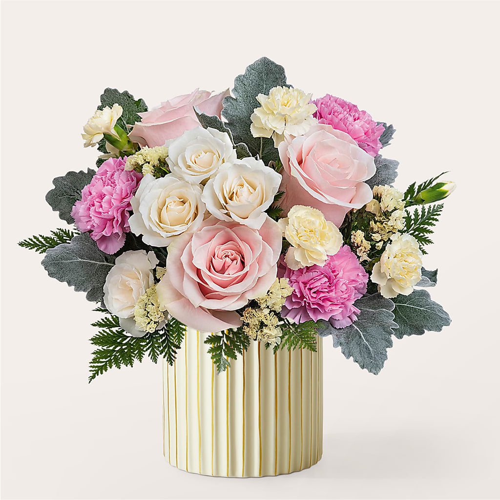 Blissful Moments Bouquet with Ivory Vase – San Diego Finest Florist, San Diego CA