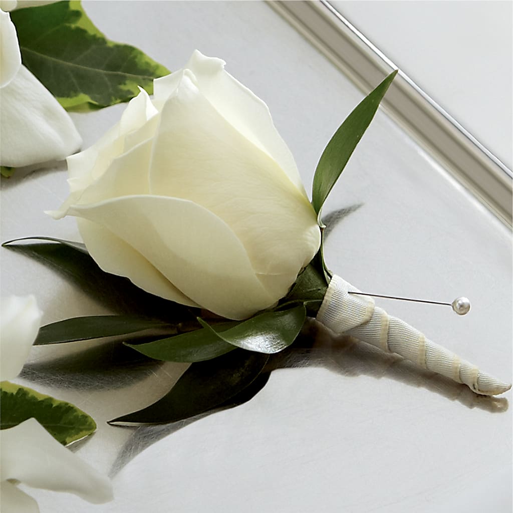 White Rose Boutonniere – San Diego Finest Florist, San Diego CA