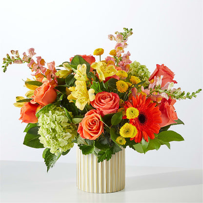 Autumn Sunshine Bouquet with Ivory Vase –  San Diego Finest Florist, San Diego CA